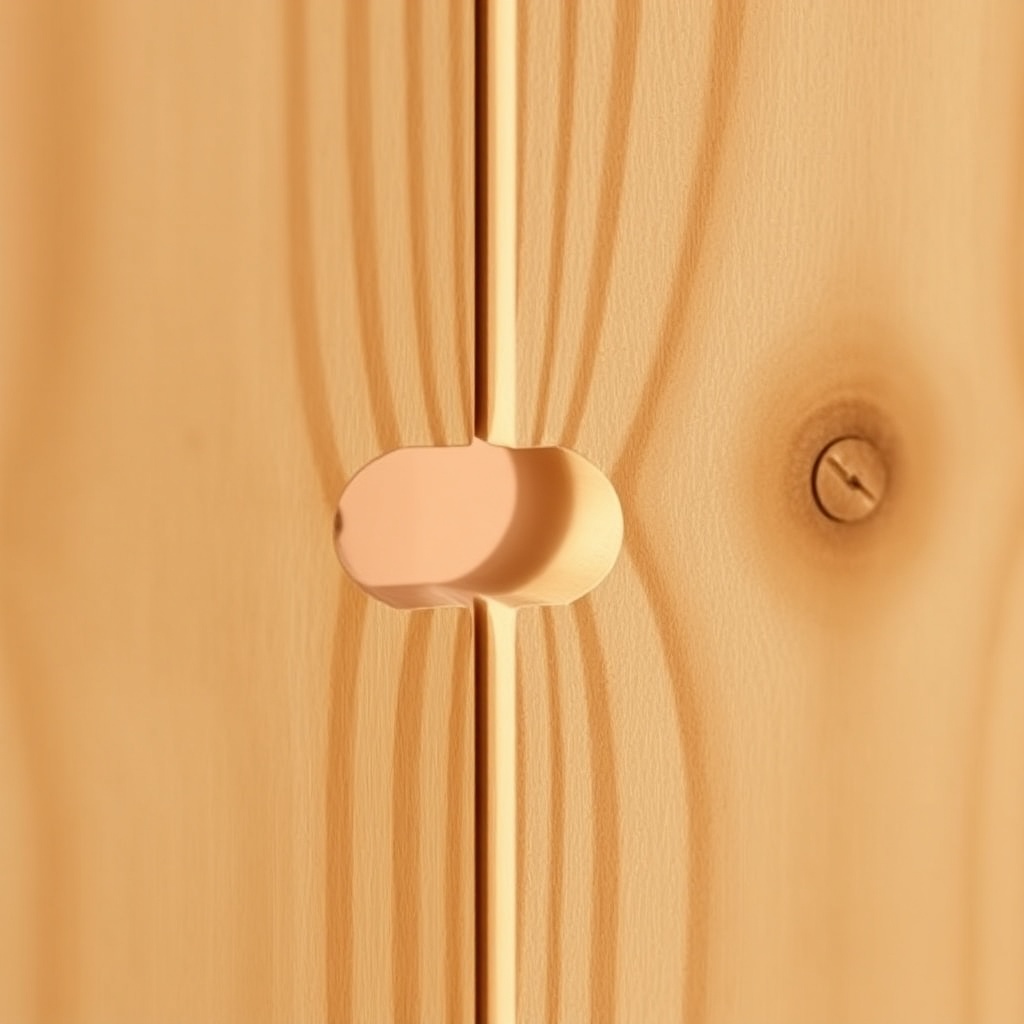 A clean photorealistic photo of a mortise-and-tenon joint with a visible gap