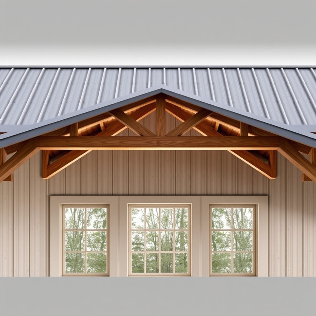 <clean photorealistic photo/illustration of a completed Yankee Barn Homes Lincoln roof wit