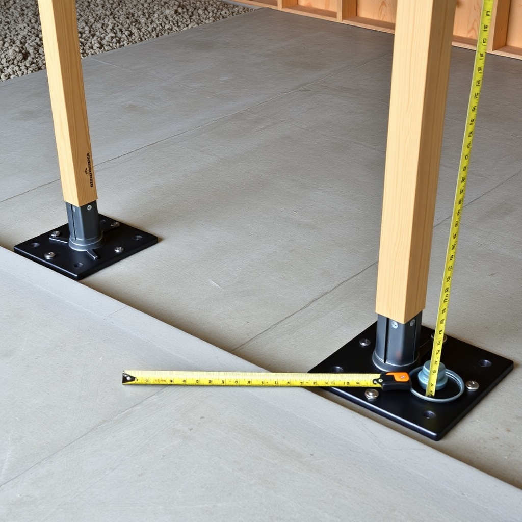 <clean photorealistic photo of a Yankee Barn Homes Lincoln foundation showing anchor bolts